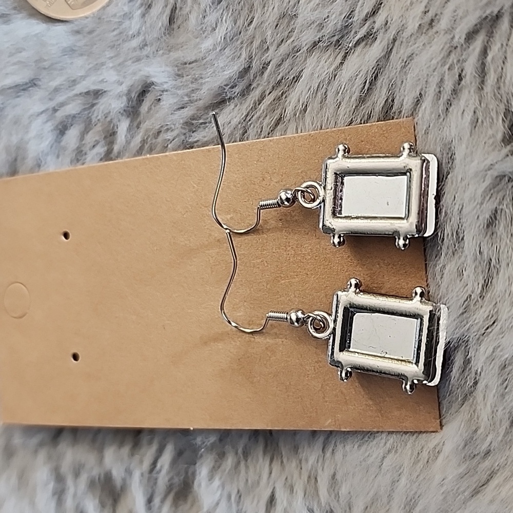 Sparkling Pink and Silver Druzy‎ Style Dangle Earrings - Picture 3 of 3